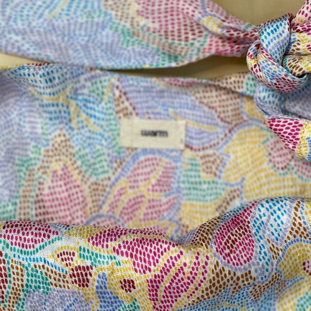 Warm Georgia Silk Floral Jacquard Midi Dress Sz S Small Cocktail Spring Romantic - Picture 3 of 13